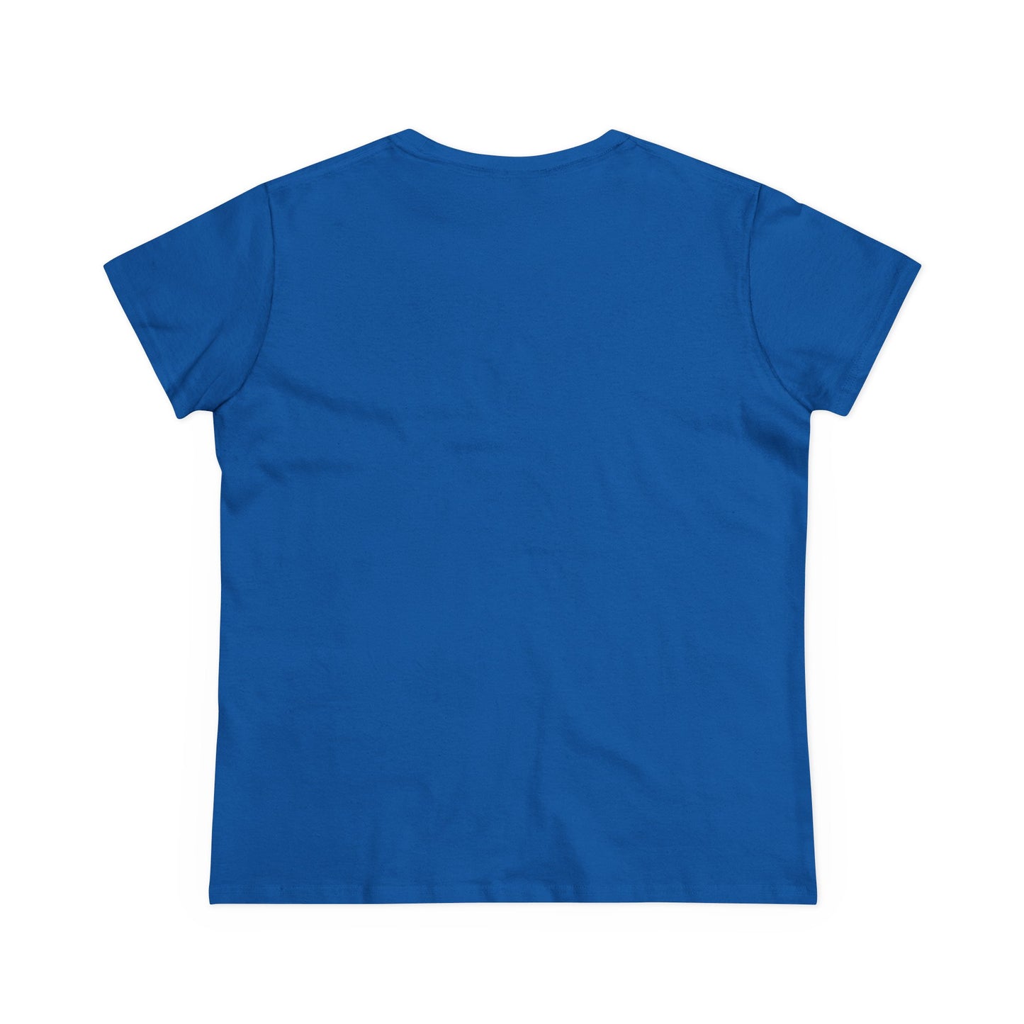 Plain back of blue t-shirt on a white background