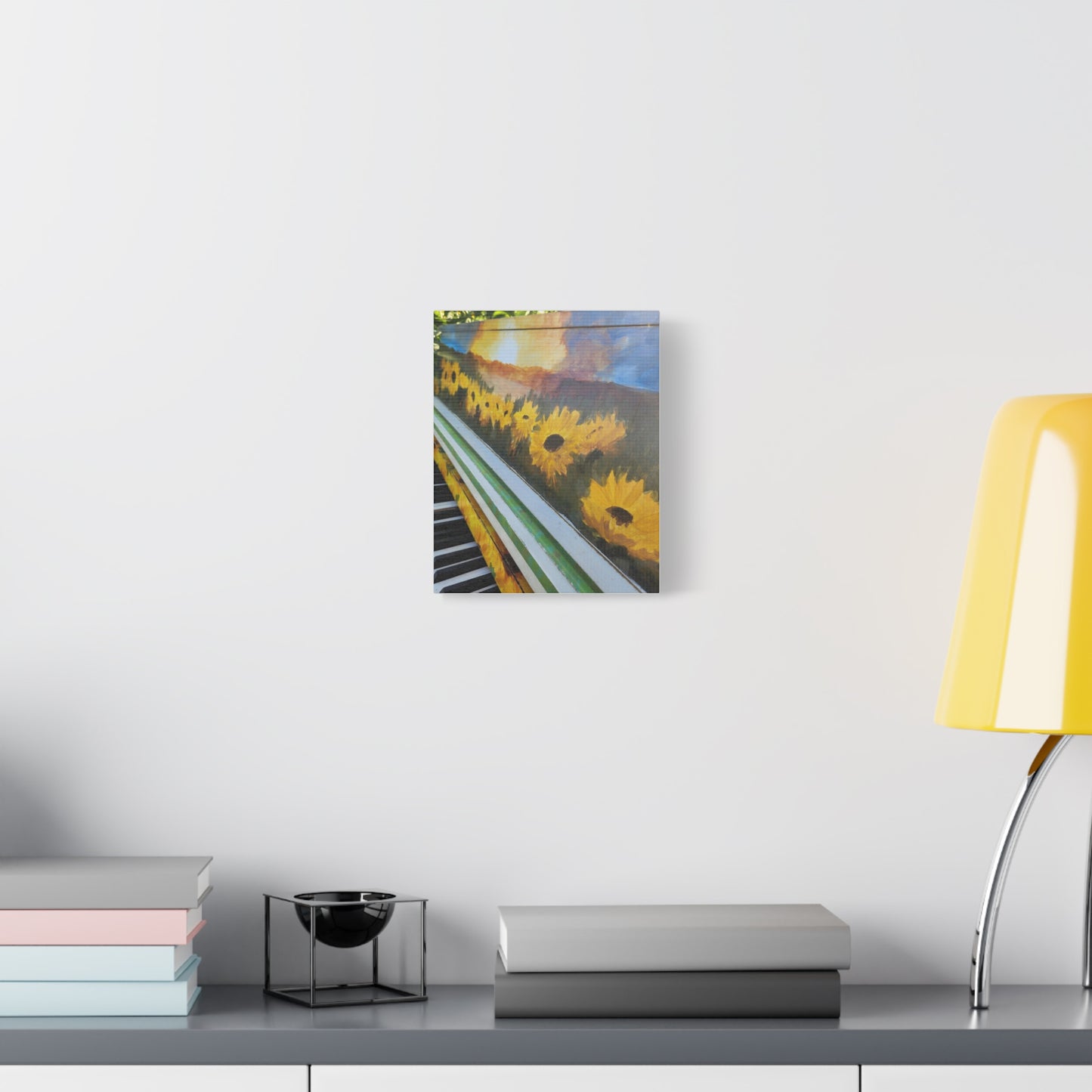 Piano in a Sunflower Landscape Canvas Art, Vibrant Wall Decor
