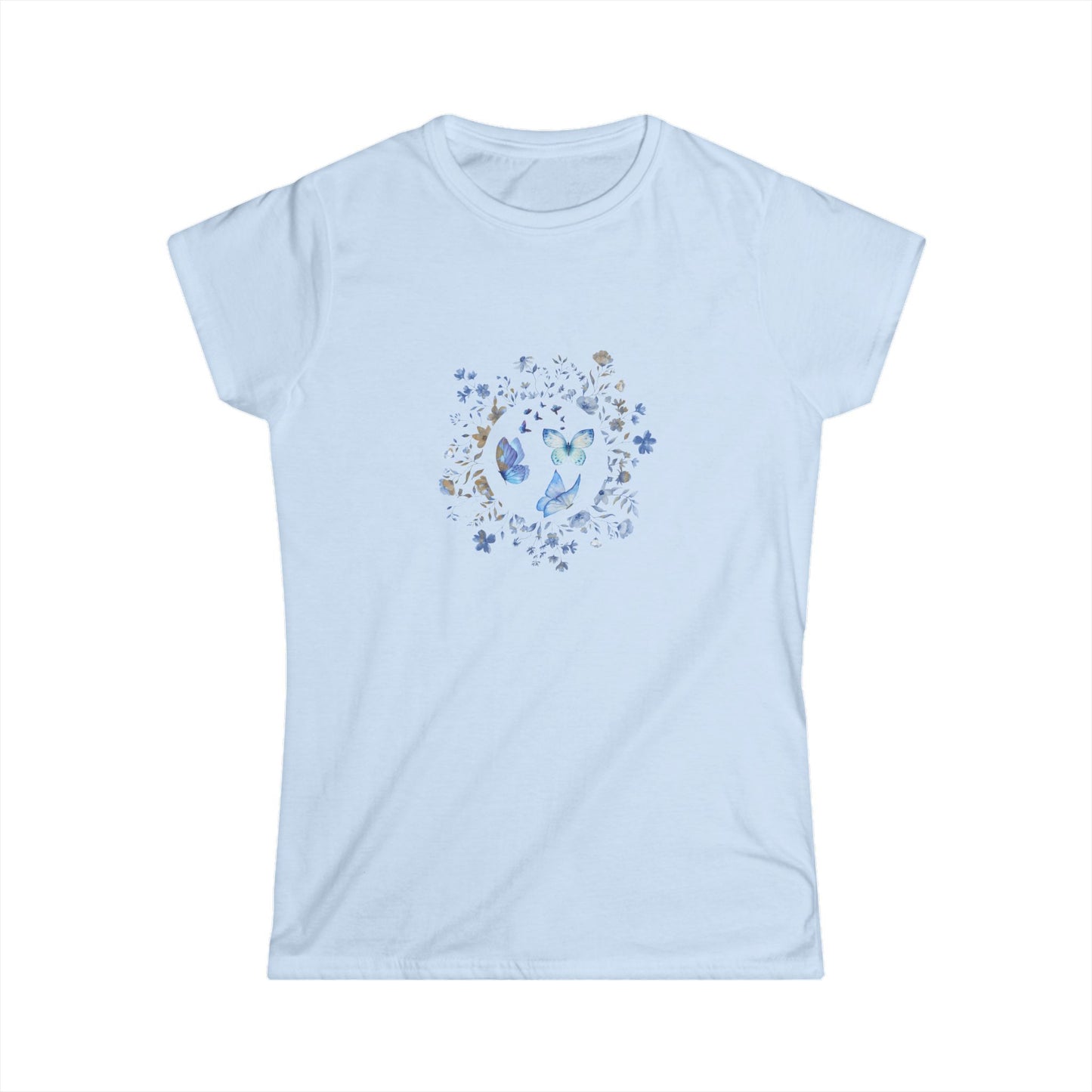Women's Floral Butterfly Tee - Softstyle Shirt, Nature Lover Gift