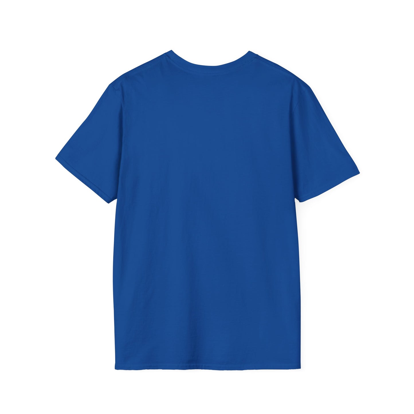 Plain back of blue t-shirt on a white background