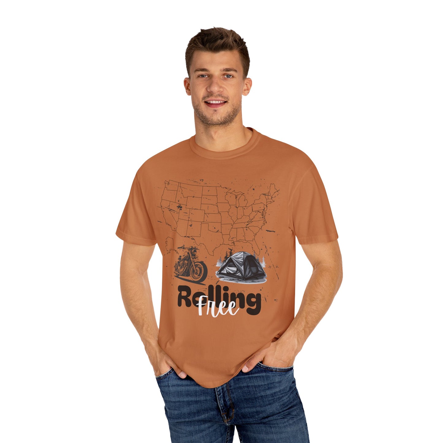 Adventure Graphic Tee, Rolling Free T-Shirt, Unisex Nature Loving Motorcycle Enthusiast