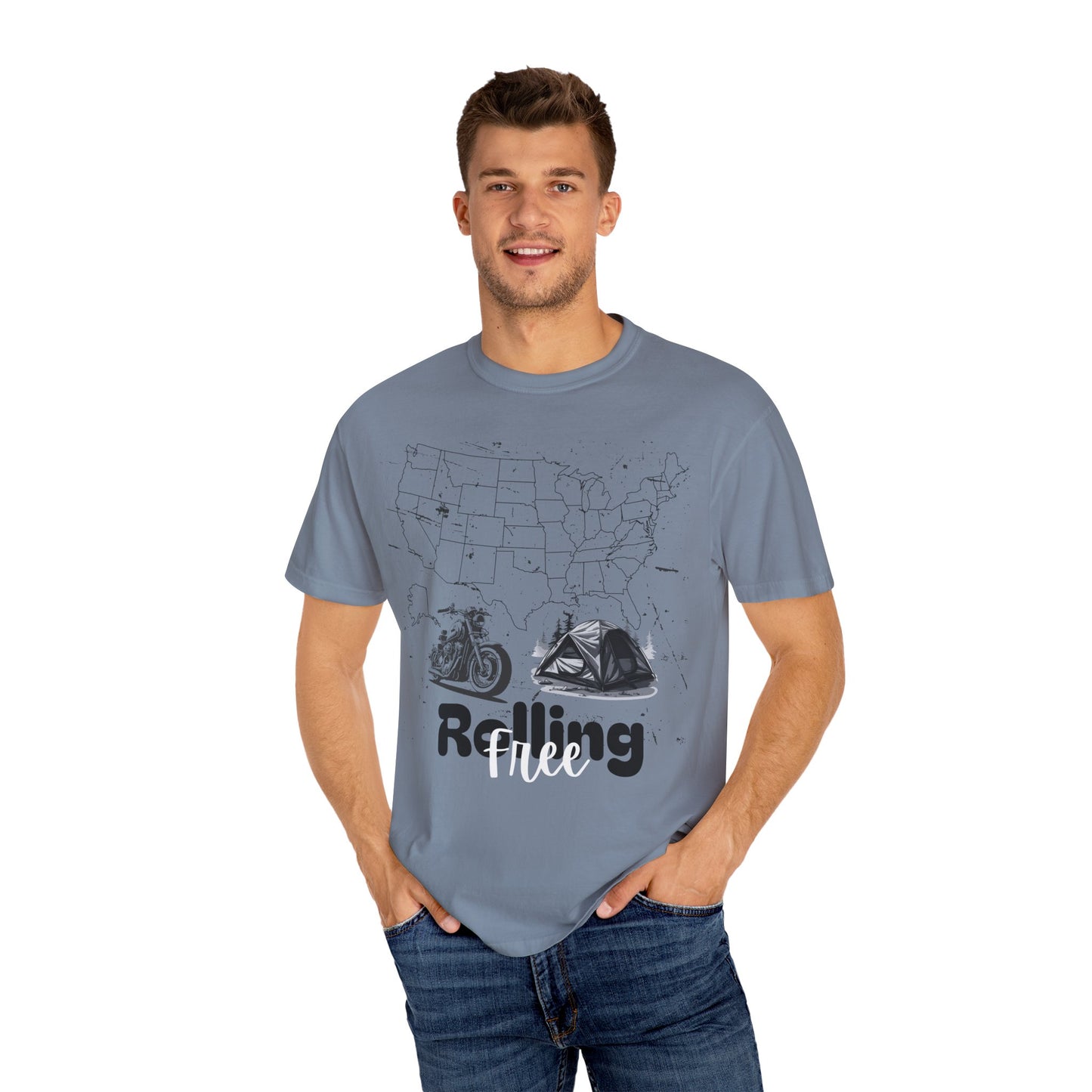 Adventure Graphic Tee, Rolling Free T-Shirt, Unisex Nature Loving Motorcycle Enthusiast