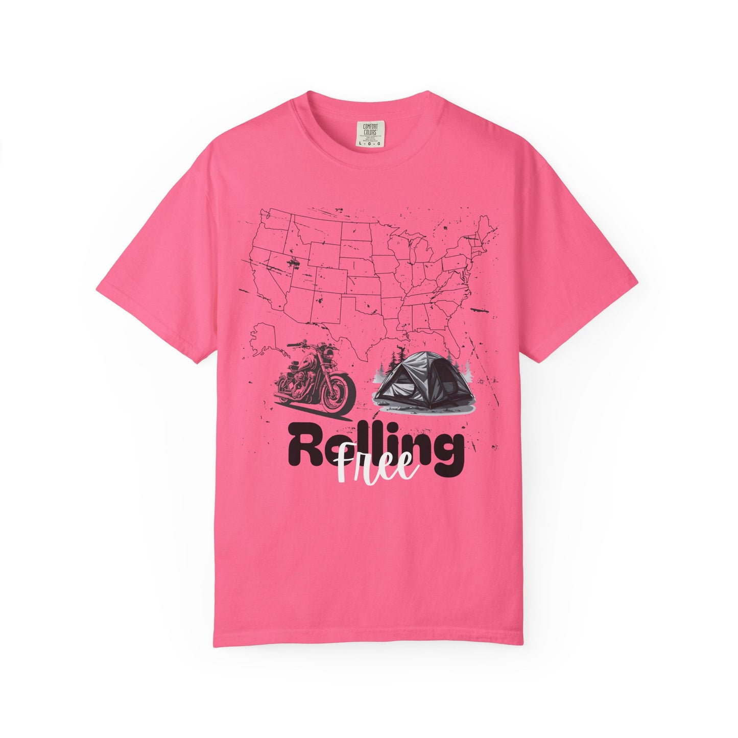 Adventure Graphic Tee, Rolling Free T-Shirt, Unisex Nature Loving Motorcycle Enthusiast