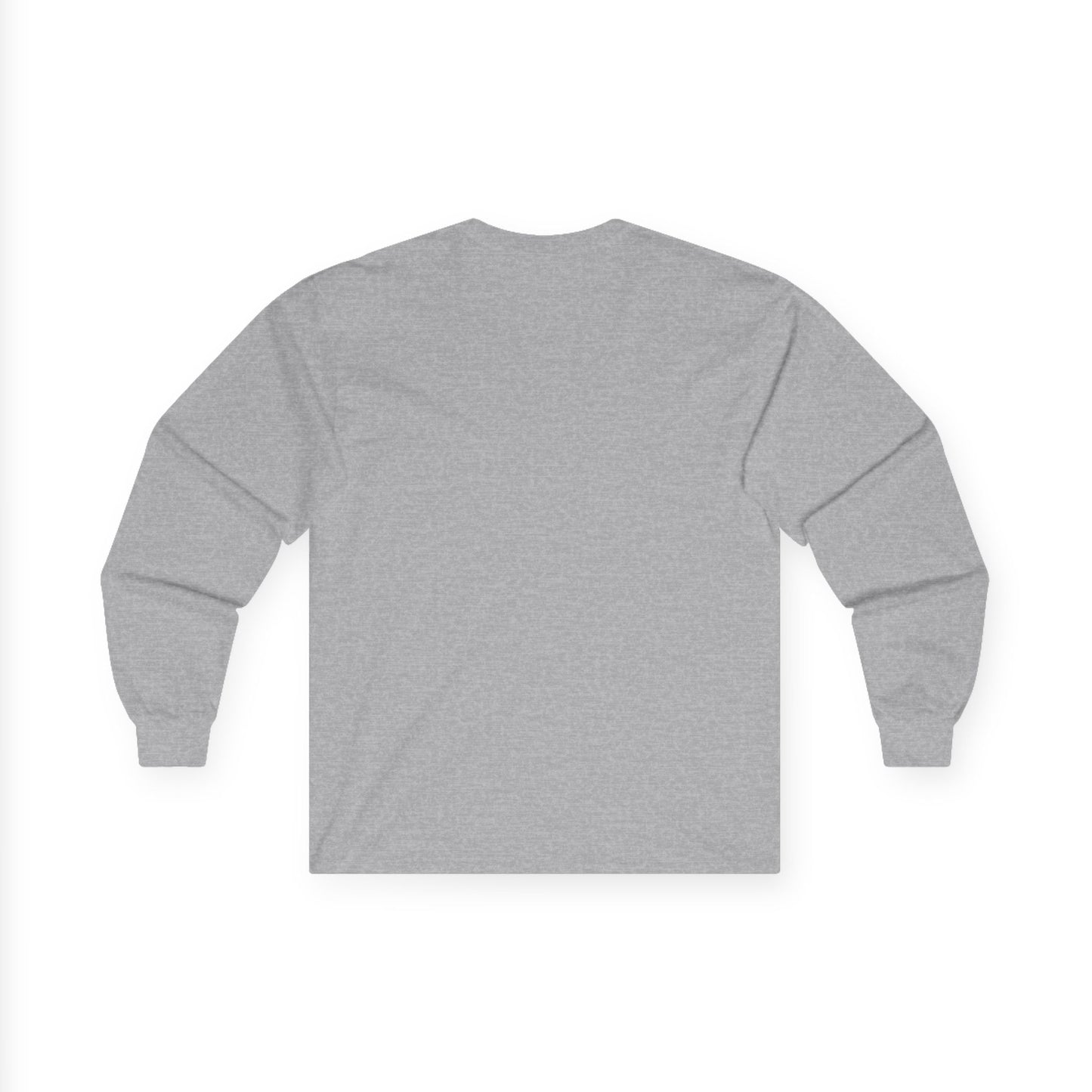 Plain back of gray long sleeve tee on a white background