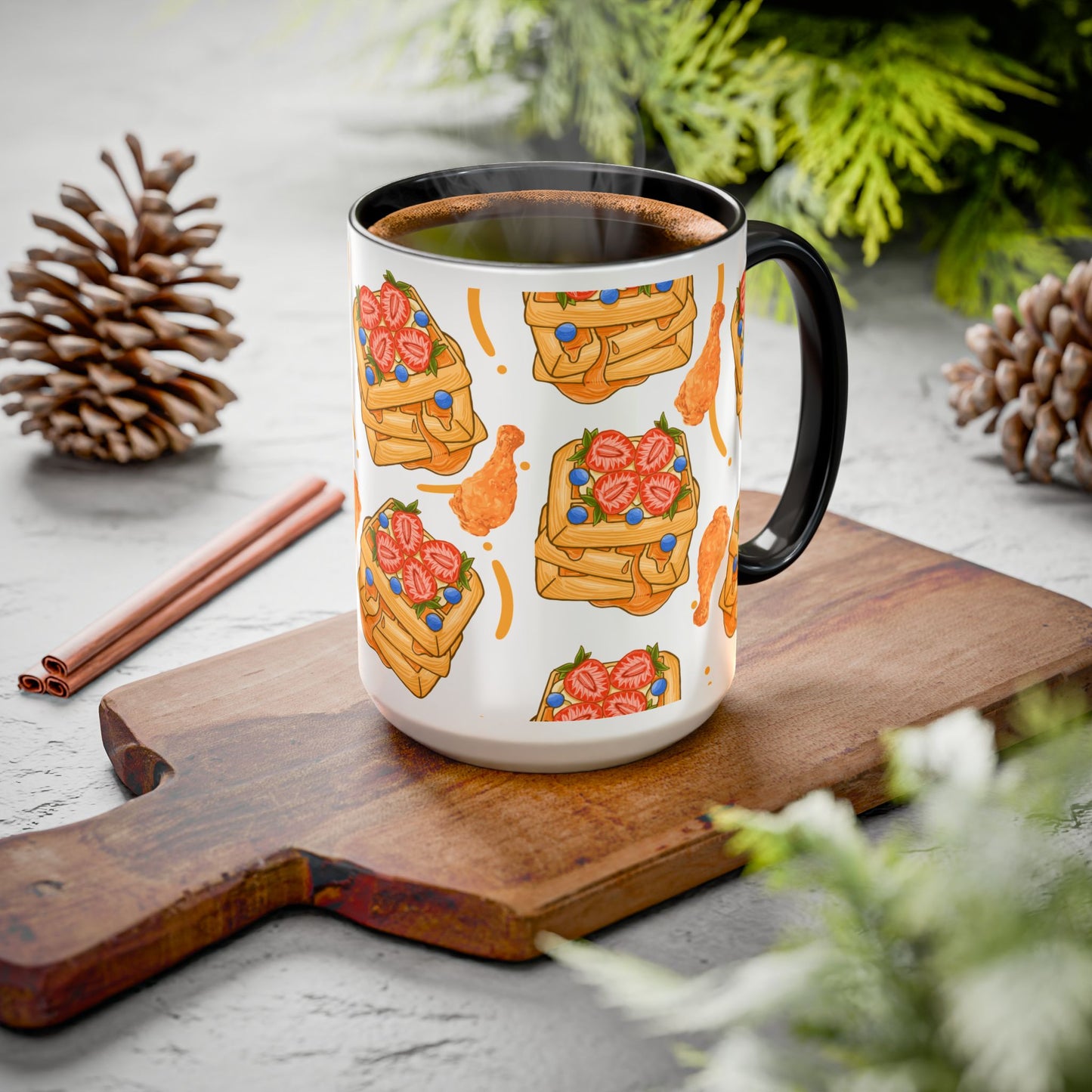 Coffee Mug- Colorful Chicken and Waffles Design Autumn Colors