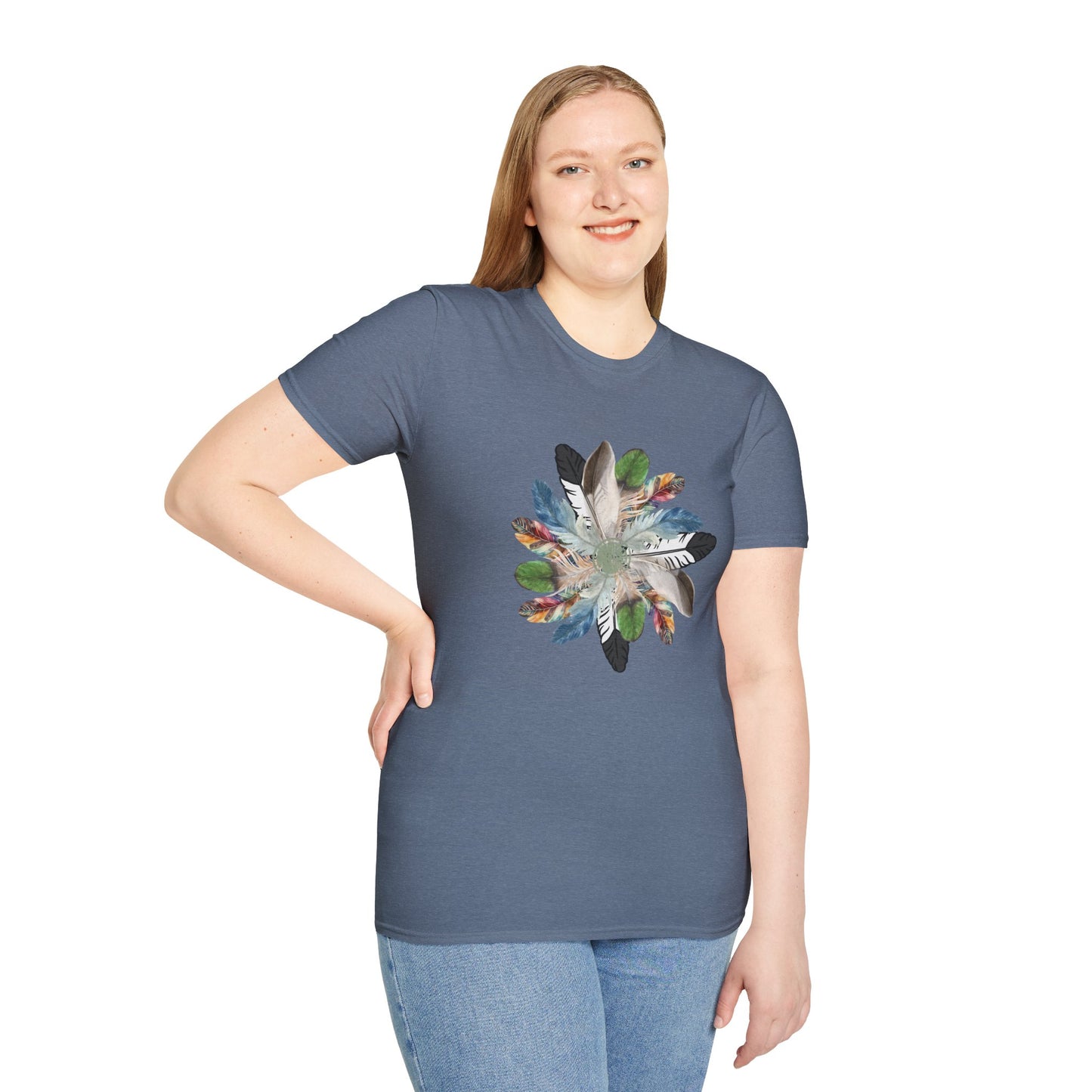Bohemian Feather Flower Unisex Eco-Friendly T-Shirt