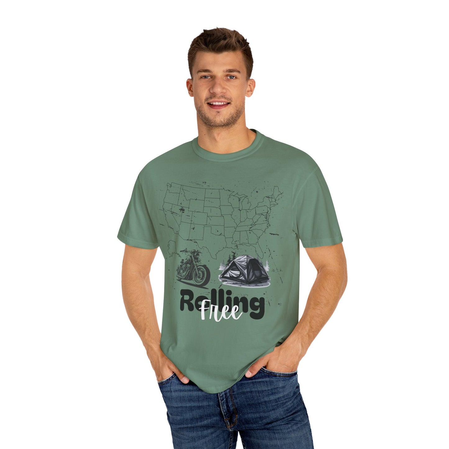 Adventure Graphic Tee, Rolling Free T-Shirt, Unisex Nature Loving Motorcycle Enthusiast