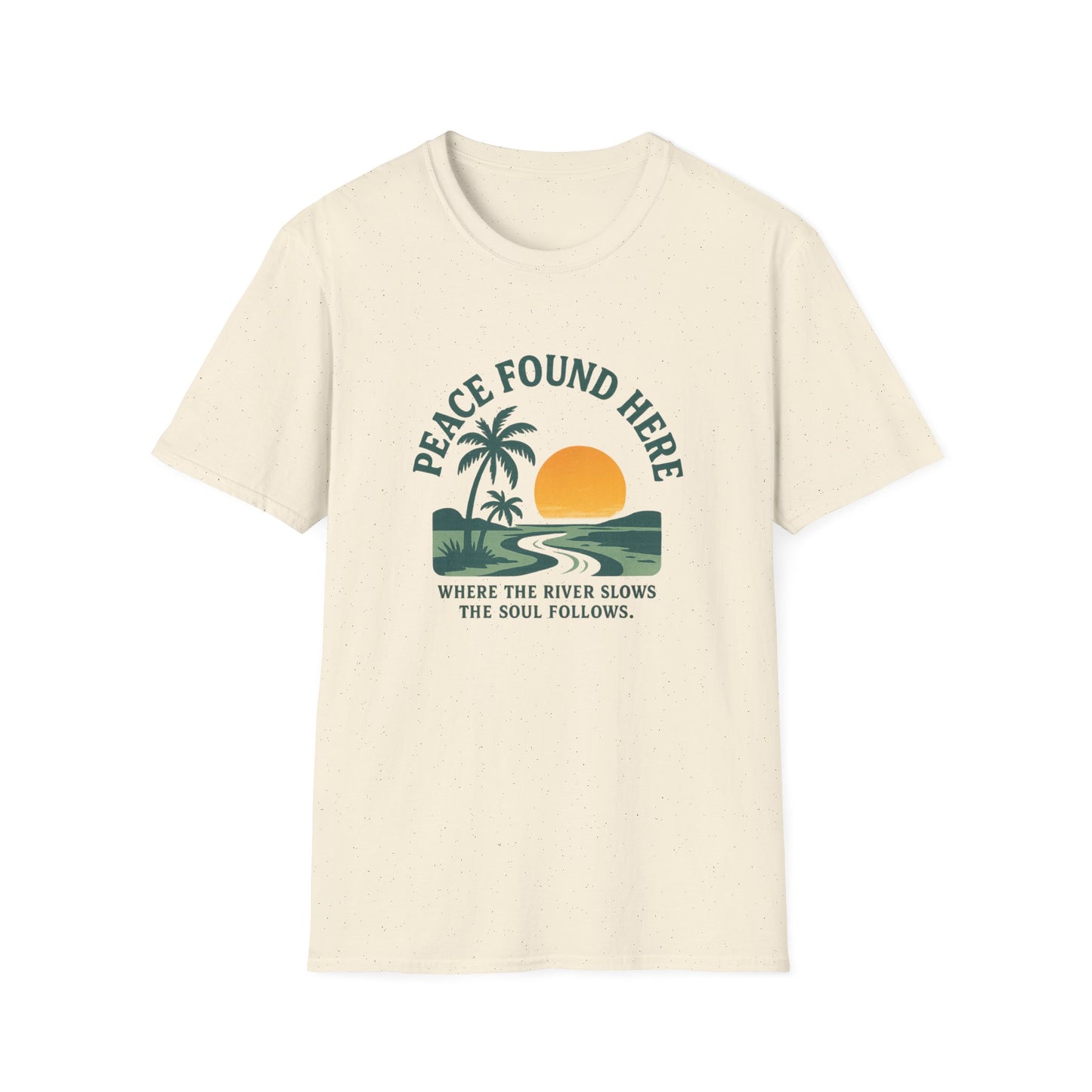 Peace Found Here Spiritual yet Beachy Vibe Unisex Softstyle T-Shirt