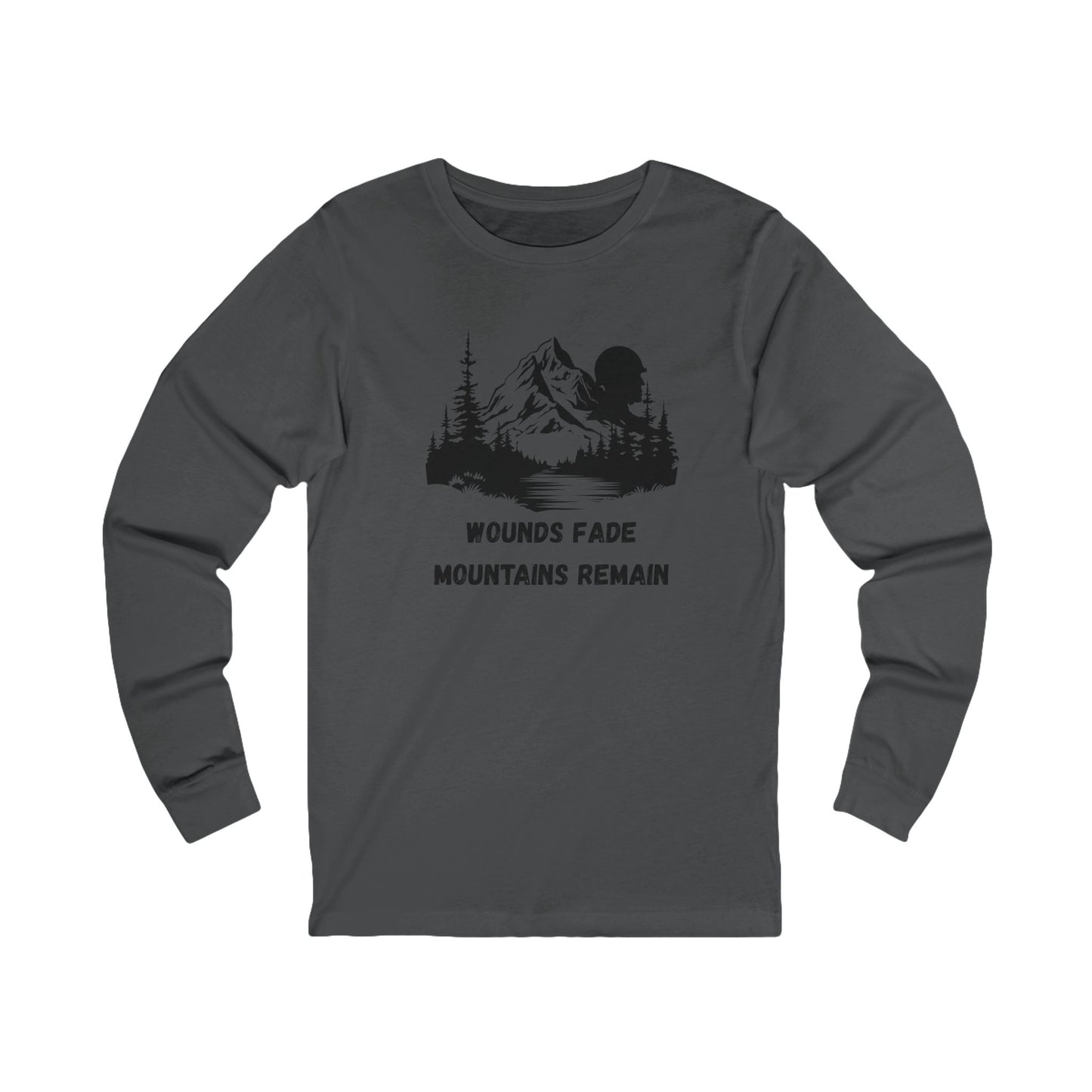 Mountain with Soldier Profile Long Sleeve Unisex Tee