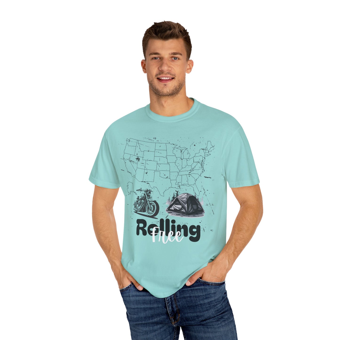 Adventure Graphic Tee, Rolling Free T-Shirt, Unisex Nature Loving Motorcycle Enthusiast