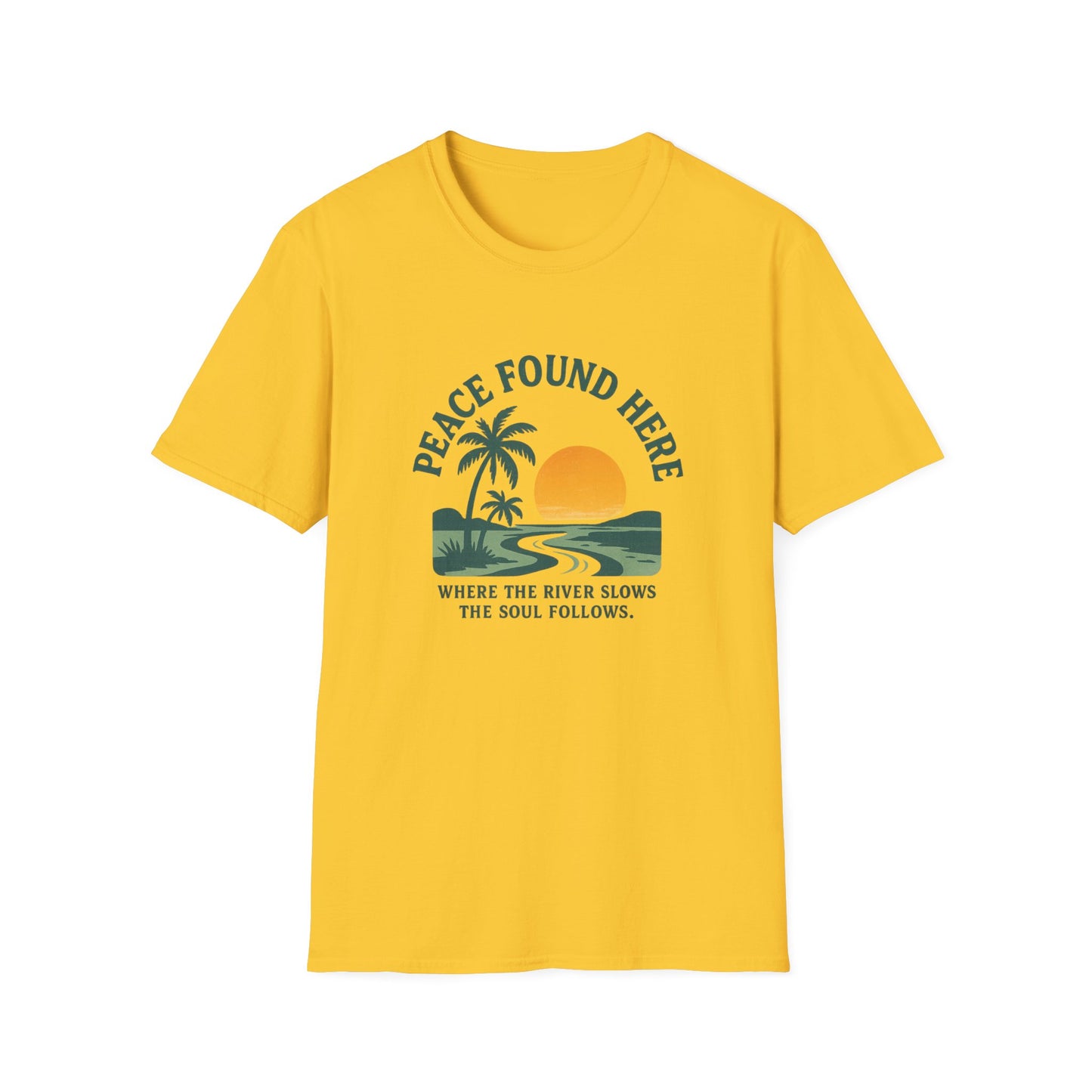 Peace Found Here Spiritual yet Beachy Vibe Unisex Softstyle T-Shirt