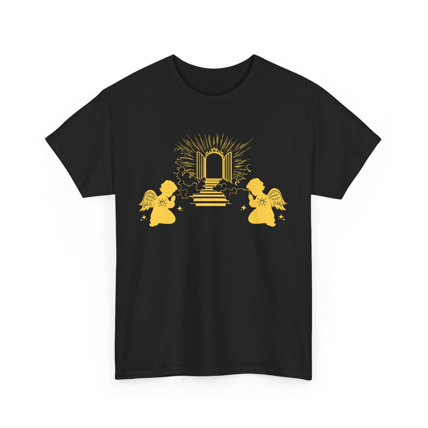 Two Praying Angels on the Steps to Heaven. One too many Shootings. Unisex Heavy Cotton Tee