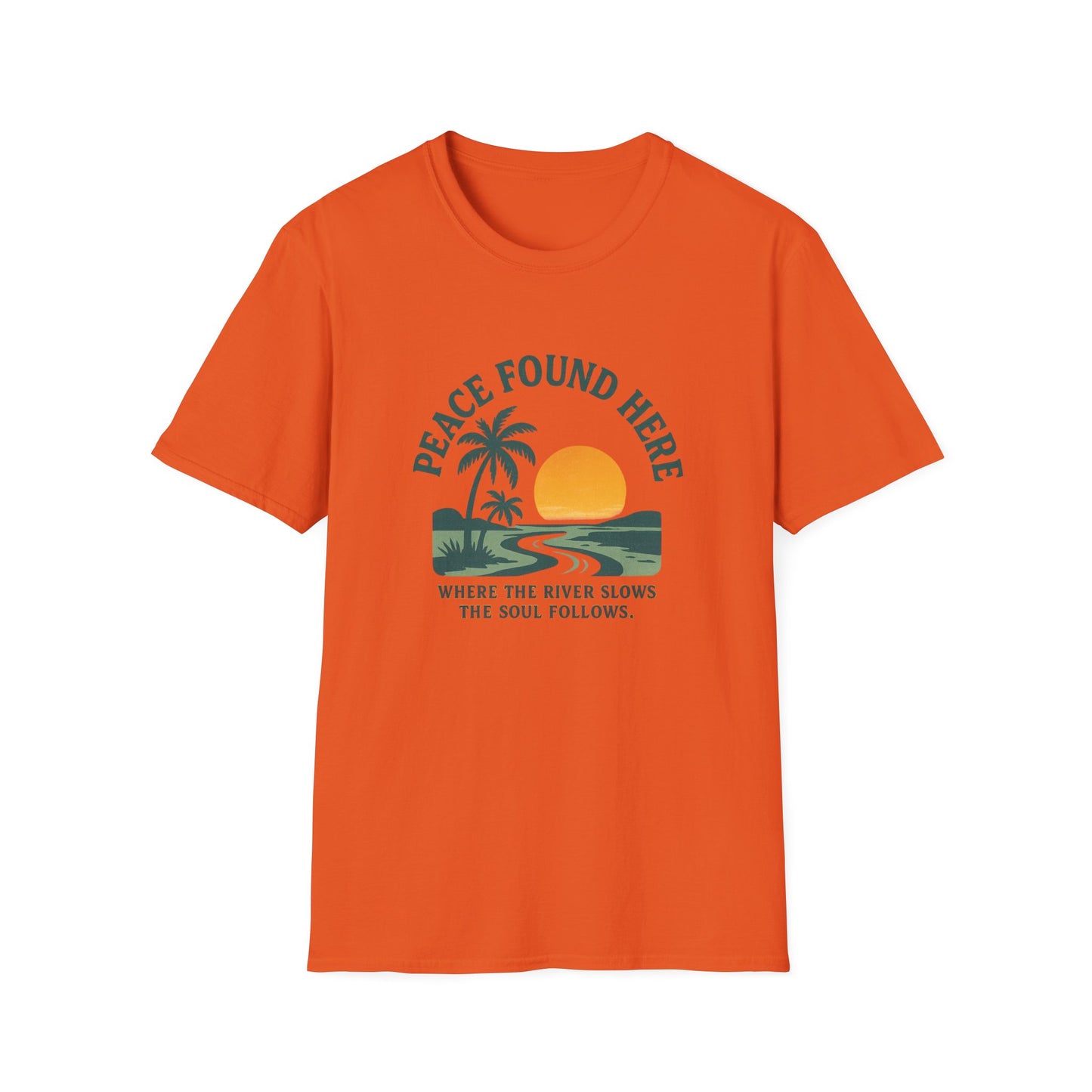 Peace Found Here Spiritual yet Beachy Vibe Unisex Softstyle T-Shirt