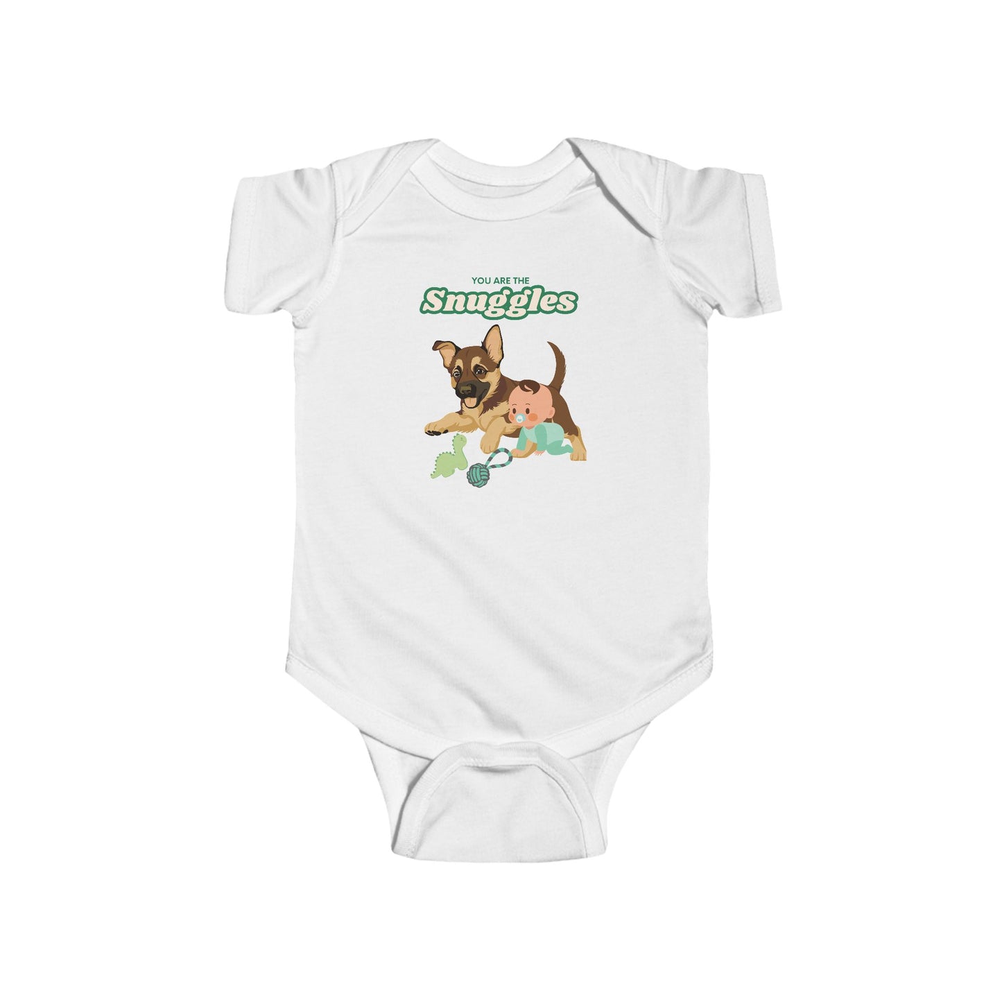 You Are The Snuggles German Shepherd Puppy Infant Fine Jersey Bodysuit
