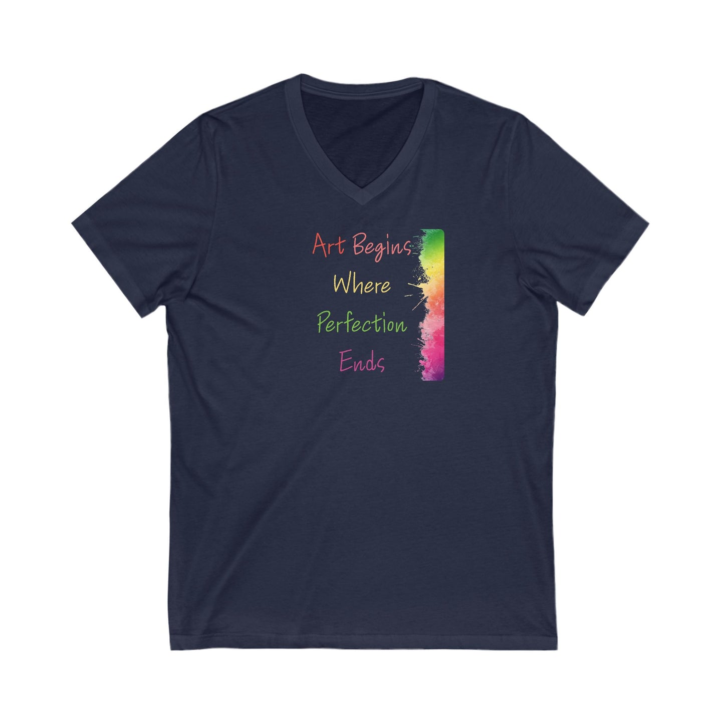 Art-Inspired Unisex V-Neck Tee, Colorful Graphic Shirt for Artists