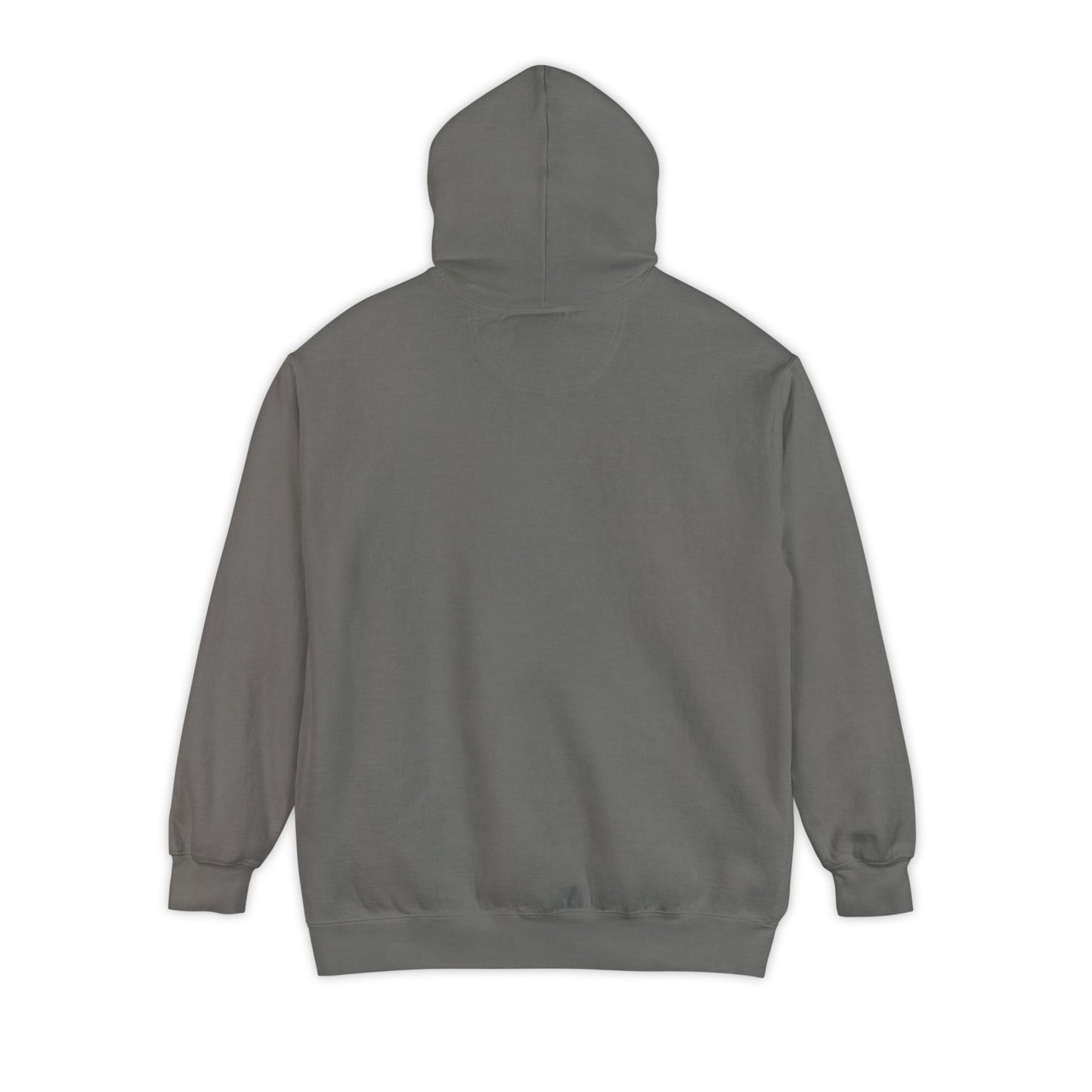 Back of Plain Gray hoodie on a white background
