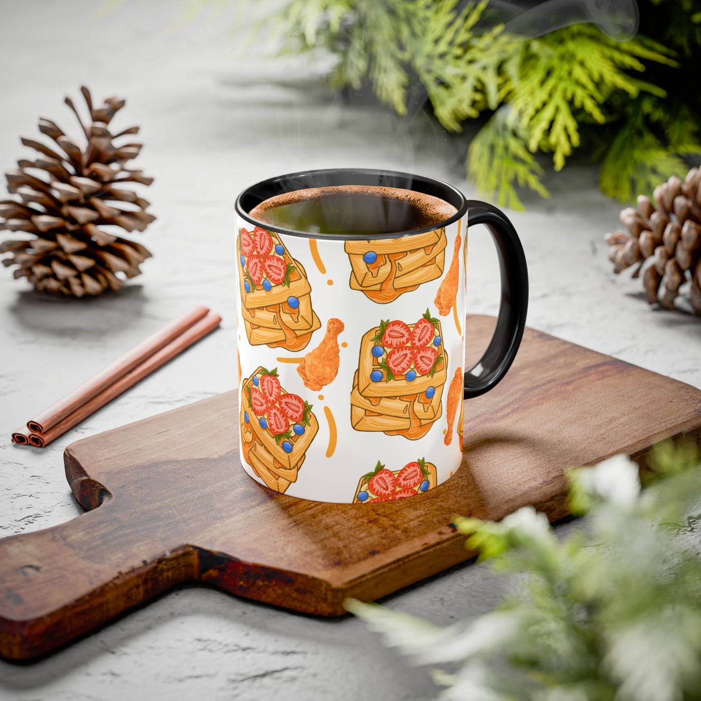 Coffee Mug- Colorful Chicken and Waffles Design Autumn Colors