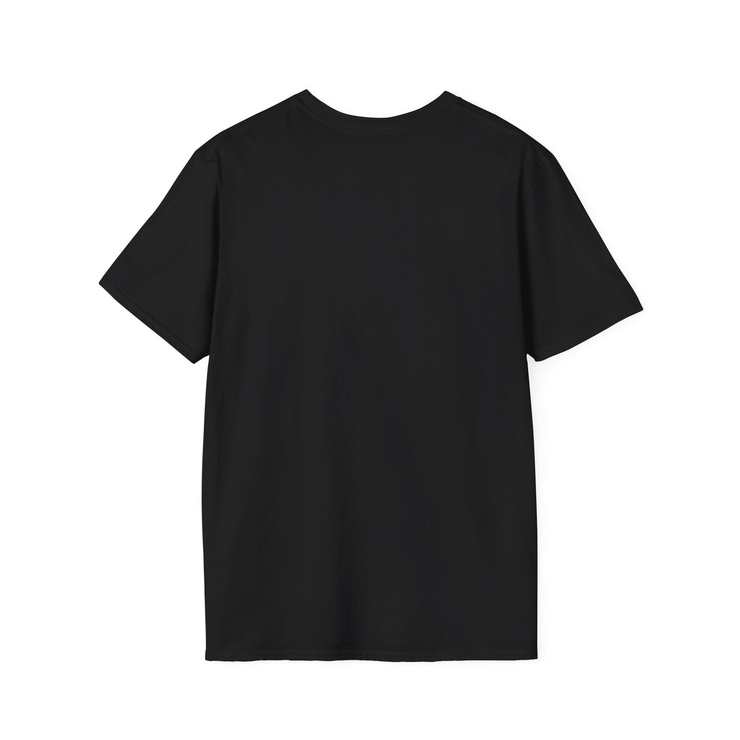 Plain back of black t-shirt on a white background