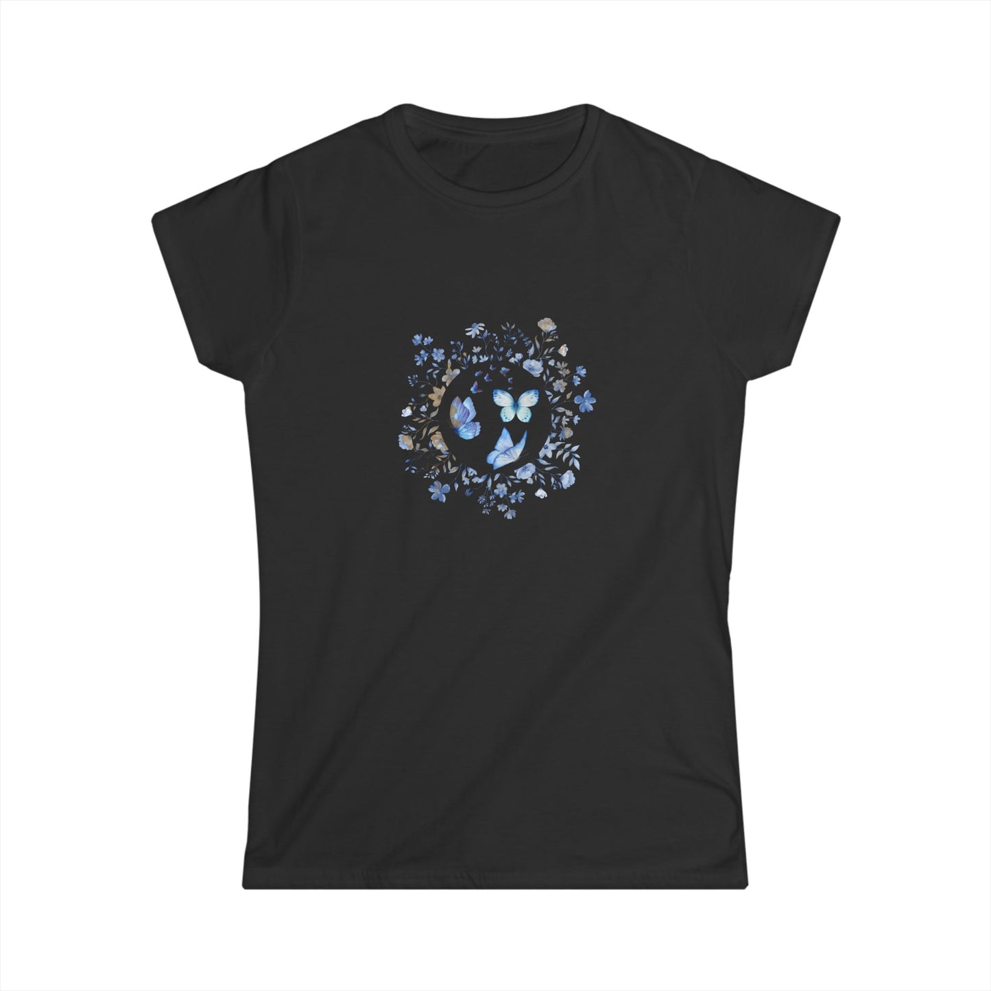 Women's Floral Butterfly Tee - Softstyle Shirt, Nature Lover Gift