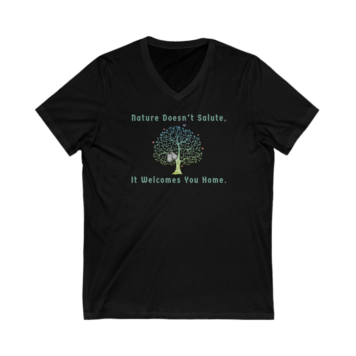 Welcome Home Military Nature-Inspired Unisex V-Neck Tee