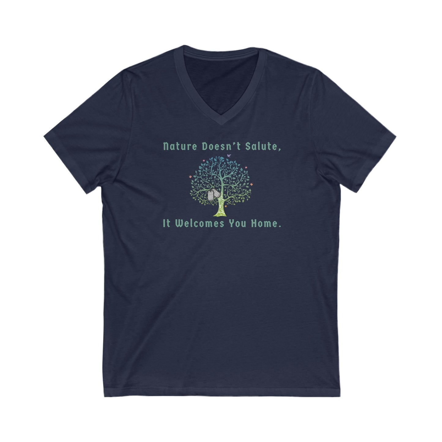 Welcome Home Military Nature-Inspired Unisex V-Neck Tee