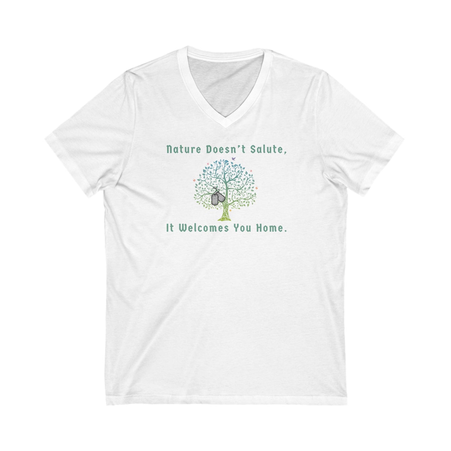 Welcome Home Military Nature-Inspired Unisex V-Neck Tee