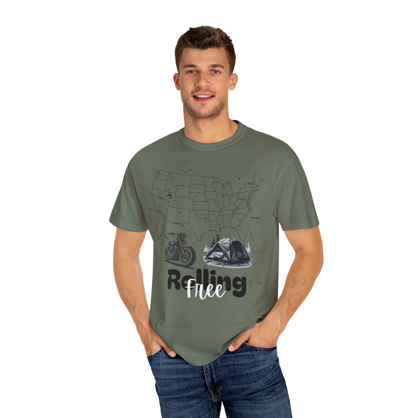 Adventure Graphic Tee, Rolling Free T-Shirt, Unisex Nature Loving Motorcycle Enthusiast