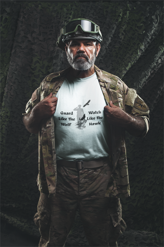 Guard Like the Wolf Watch like the Hawk Military Unisex Long Sleeve Tee