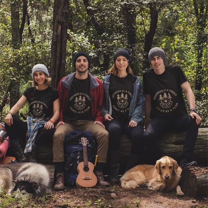 Vegetable garden on bottom. Team collaborating outdoors with new ideas.  Fireworks overhead.