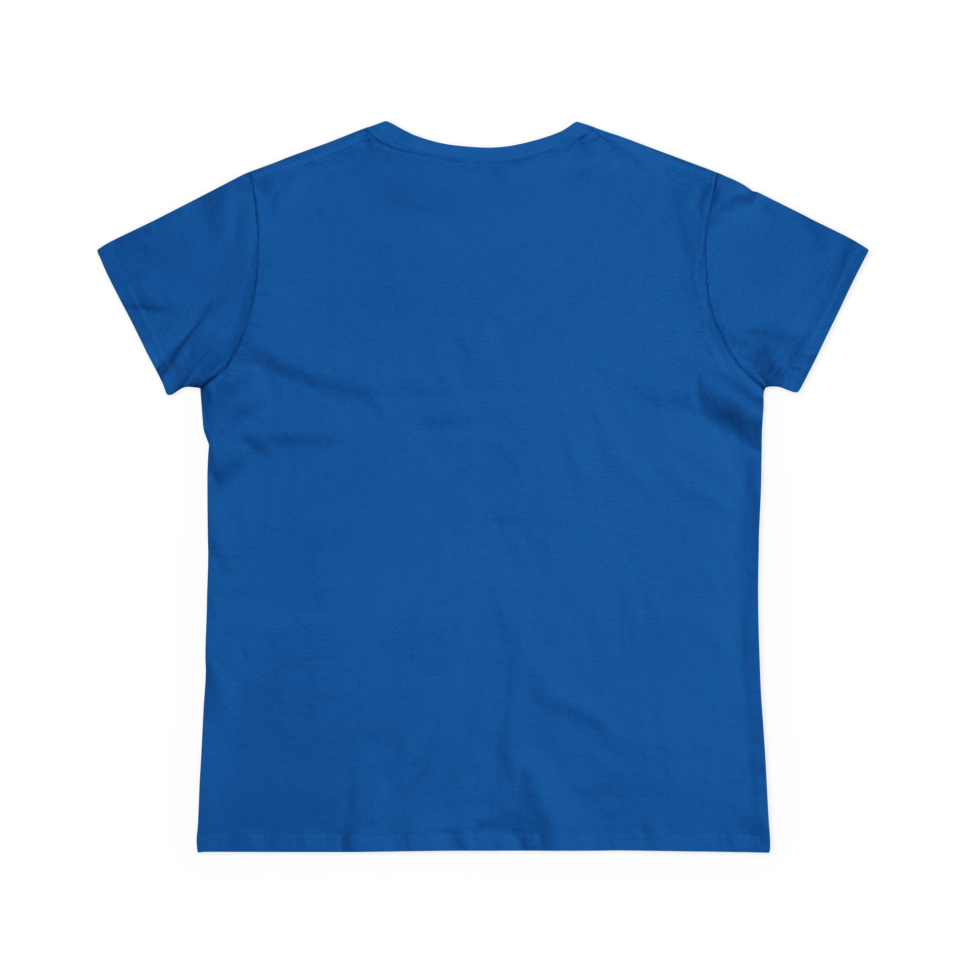Plain back of blue t-shirt on a white background