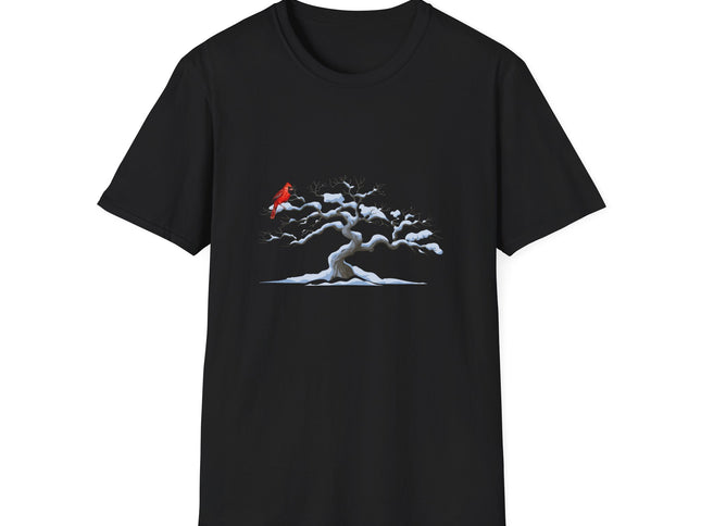 Cardinal on Wintery Tree T-Shirt — Minimal Nature Graphic Tee