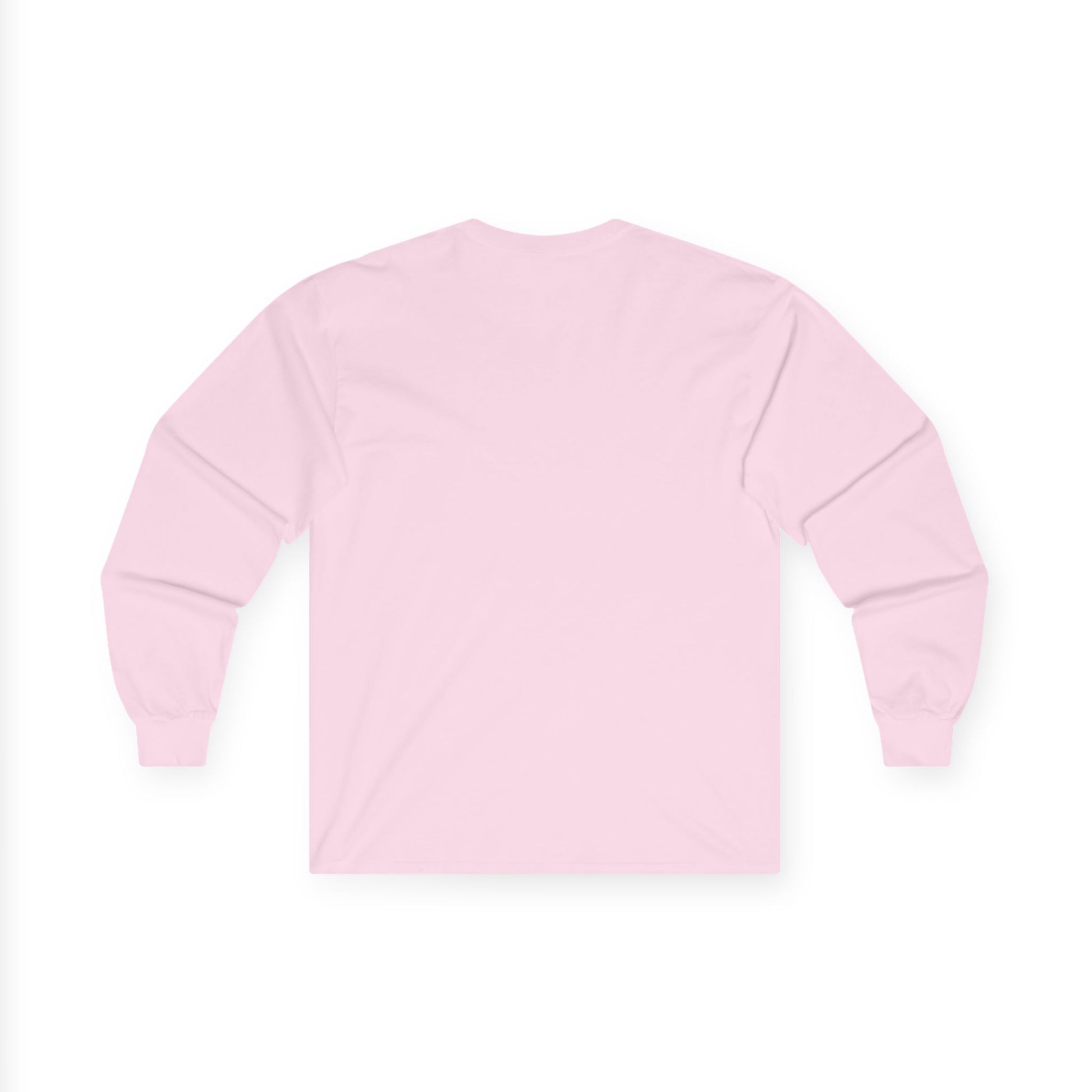 Plain back of Pink long-sleeve shirt on a white background