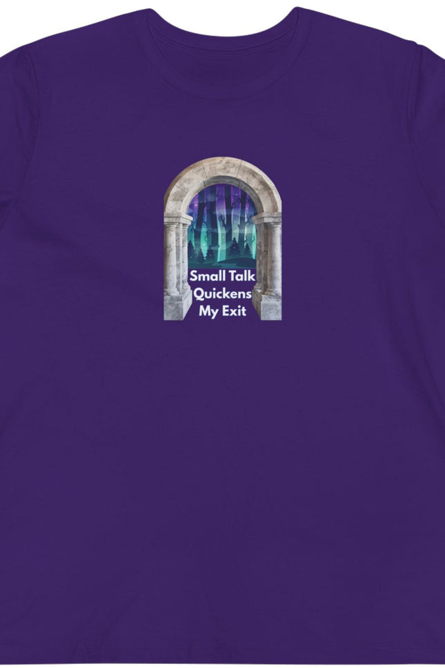 Purple t-shirt with a graphic design on a white background
