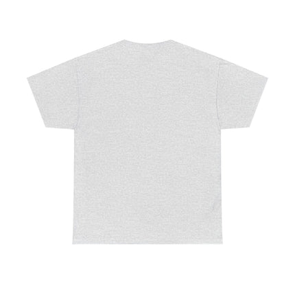 Plain back of gray t-shirt on a white background.