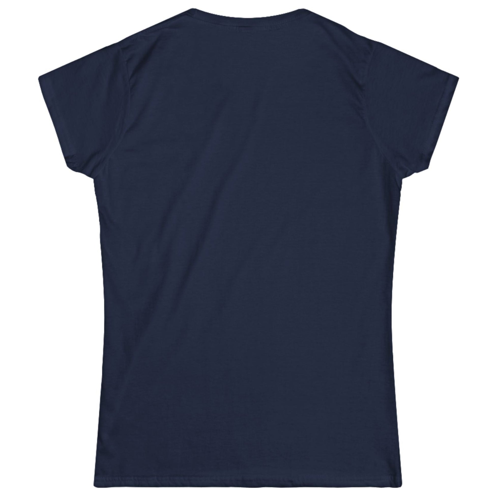 Plain back of navy blue t-shirt on a white background