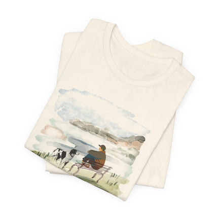 Watercolor Dog Walk T‑Shirt — Man's Best Friend Tee