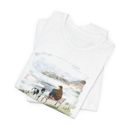 Watercolor Dog Walk T‑Shirt — Man's Best Friend Tee