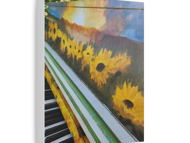 Piano in a Sunflower Landscape Canvas Art, Vibrant Wall Decor