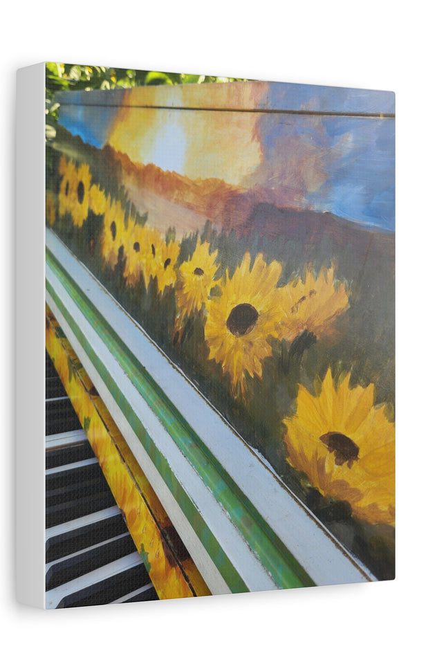 Piano in a Sunflower Landscape Canvas Art, Vibrant Wall Decor