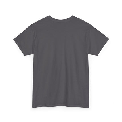 Plain back of dark gray t-shirt on a white background