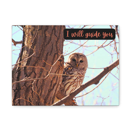 Canvas Print - Barred Owl in a Tree 'I Will Guide You' Artwork