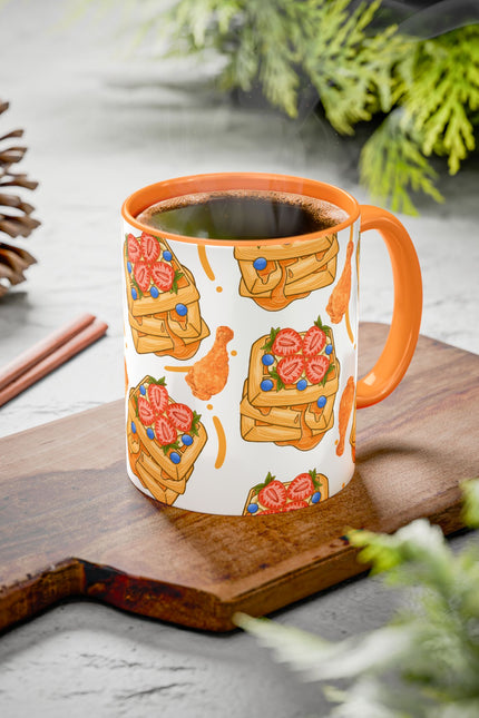 Coffee Mug- Colorful Chicken and Waffles Design Autumn Colors