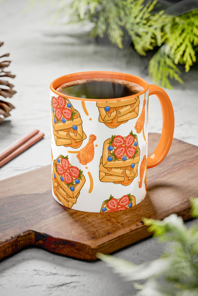Coffee Mug- Colorful Chicken and Waffles Design Autumn Colors