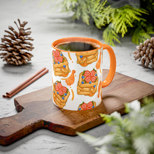 Coffee Mug- Colorful Chicken and Waffles Design Autumn Colors