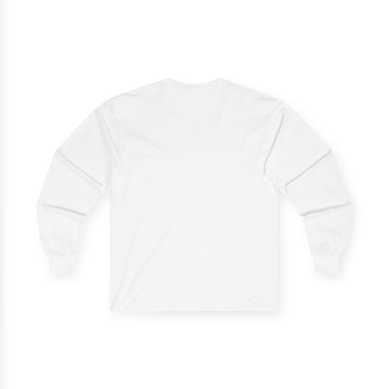 Plain back of white long-sleeve shirt on a white background