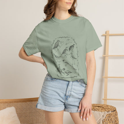 Vintage Birds Nature Tee — Nature Journal Illustration T-Shirt