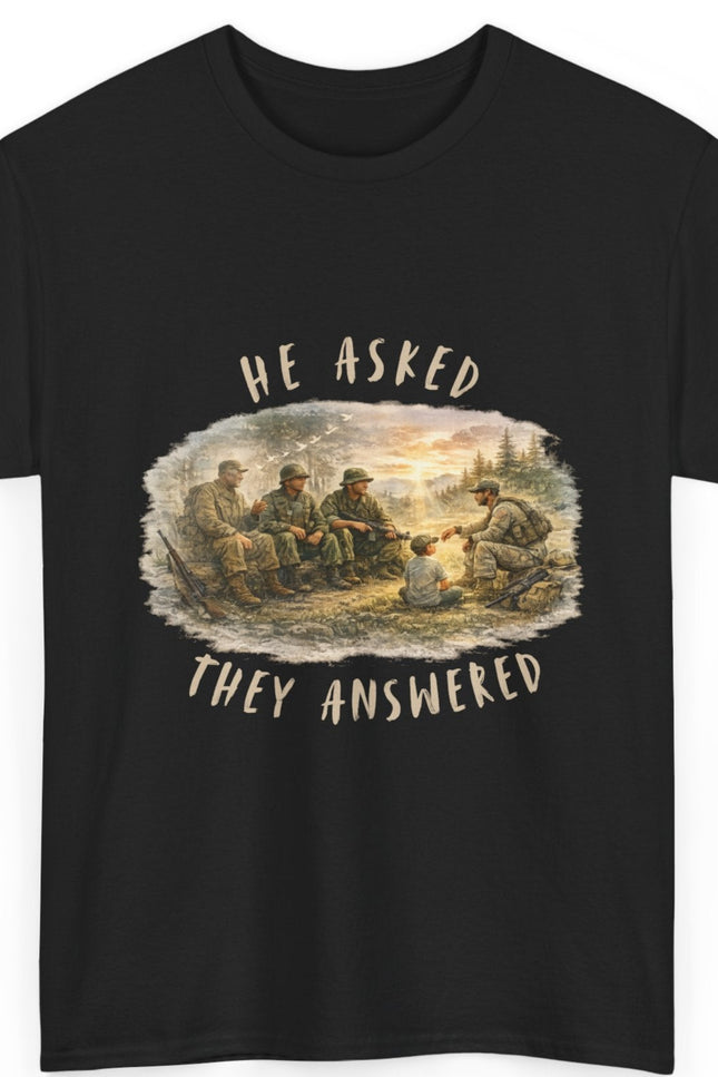 Veterans Watercolor Generations Unisex Tee 'He Asked They Answered' Memorial Military Tribute