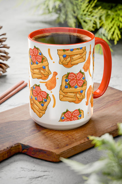 Coffee Mug- Colorful Chicken and Waffles Design Autumn Colors