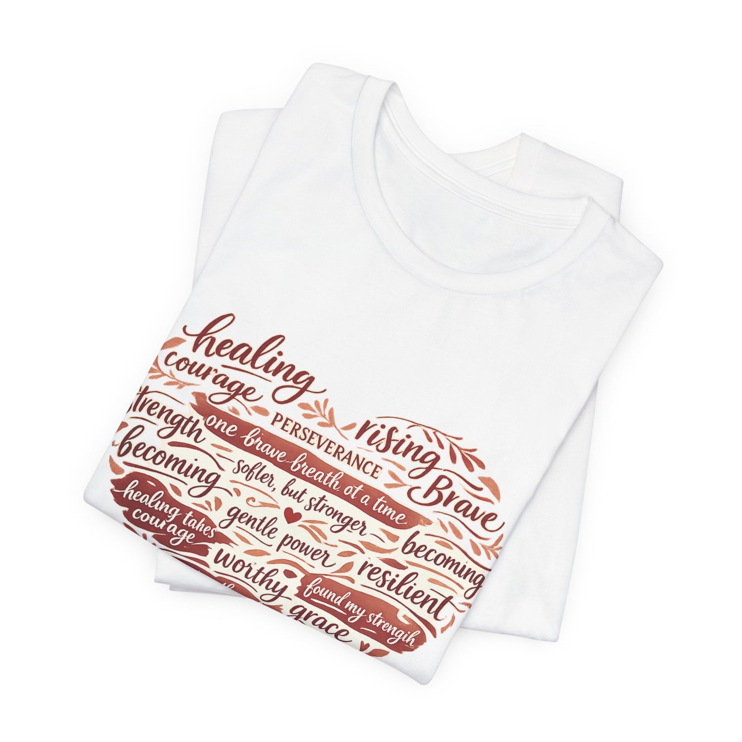 White tank top with red motivational text design on a white background