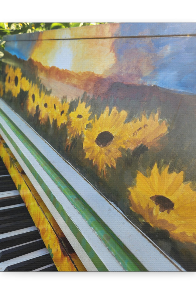 Piano in a Sunflower Landscape Canvas Art, Vibrant Wall Decor